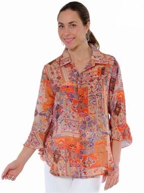 LIOR PARIS -  Shirt With Side Flounce - M and ALISHA. D - orange/coral tank - M